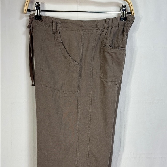 🦅 the vintage twin Brown linen blend Wide Leg Pants with Drawstring Waist - Picture 7 of 8